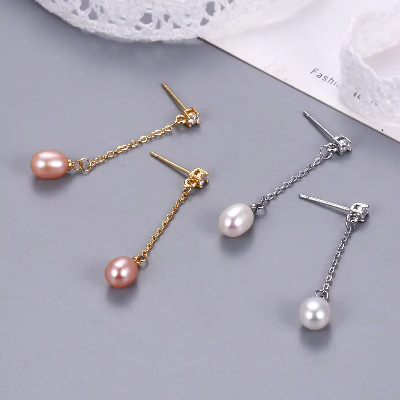 Natural Pearl Long Tassel Earrings for Women — feature 8