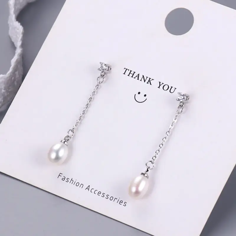 Natural Pearl Long Tassel Earrings for Women