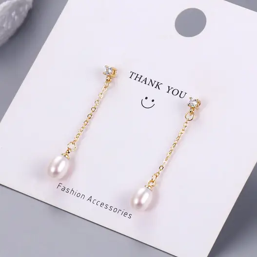 Natural Pearl Long Tassel Earrings for Women