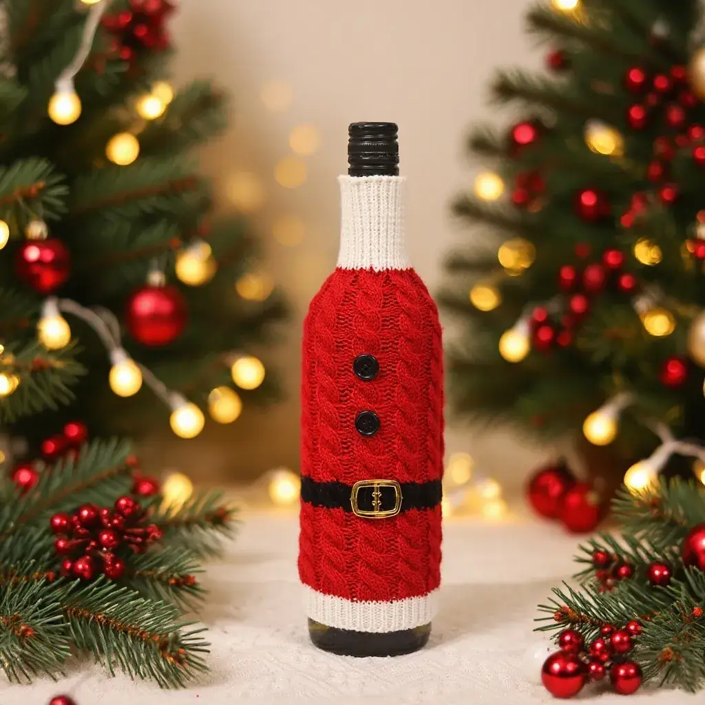 Knitted Christmas Belt for Men Women Red White Striped Set — feature 8