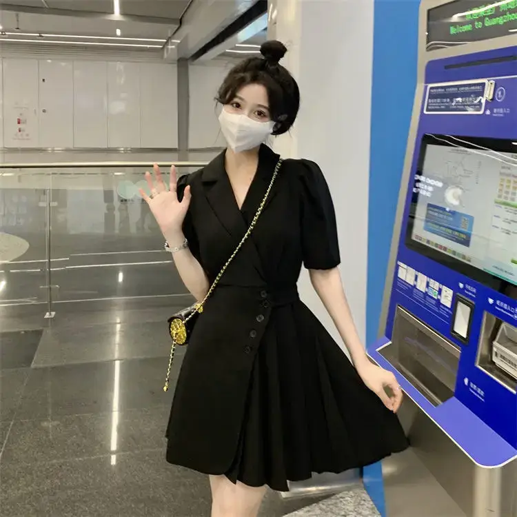 Women Summer Asymmetrical Pleated Skirt Suit Pink — feature 50