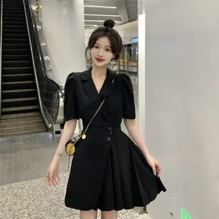 Women Summer Asymmetrical Pleated Skirt Suit Pink — feature 53