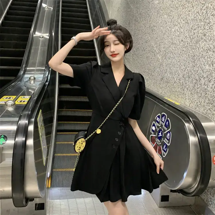 Women Summer Asymmetrical Pleated Skirt Suit Pink — feature 57