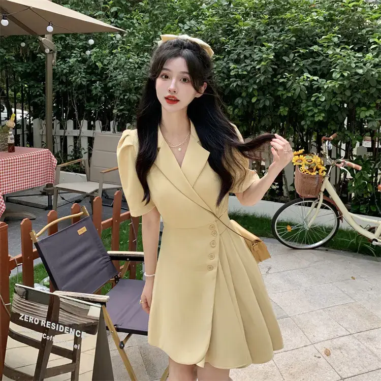 Women Summer Asymmetrical Pleated Skirt Suit Pink — feature 58
