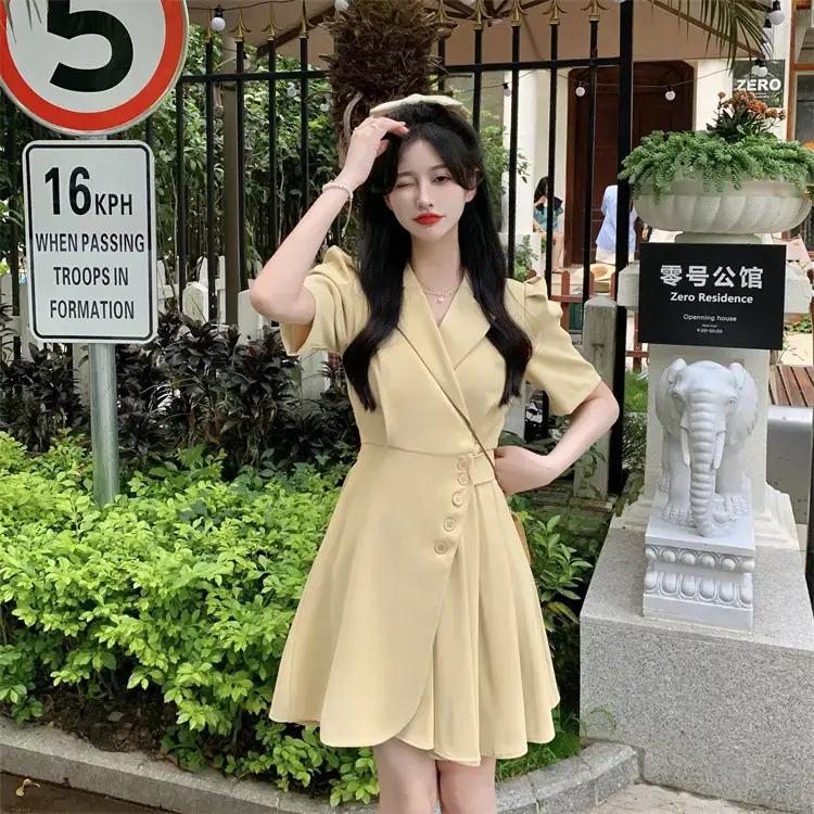 Women Summer Asymmetrical Pleated Skirt Suit Pink — feature 63