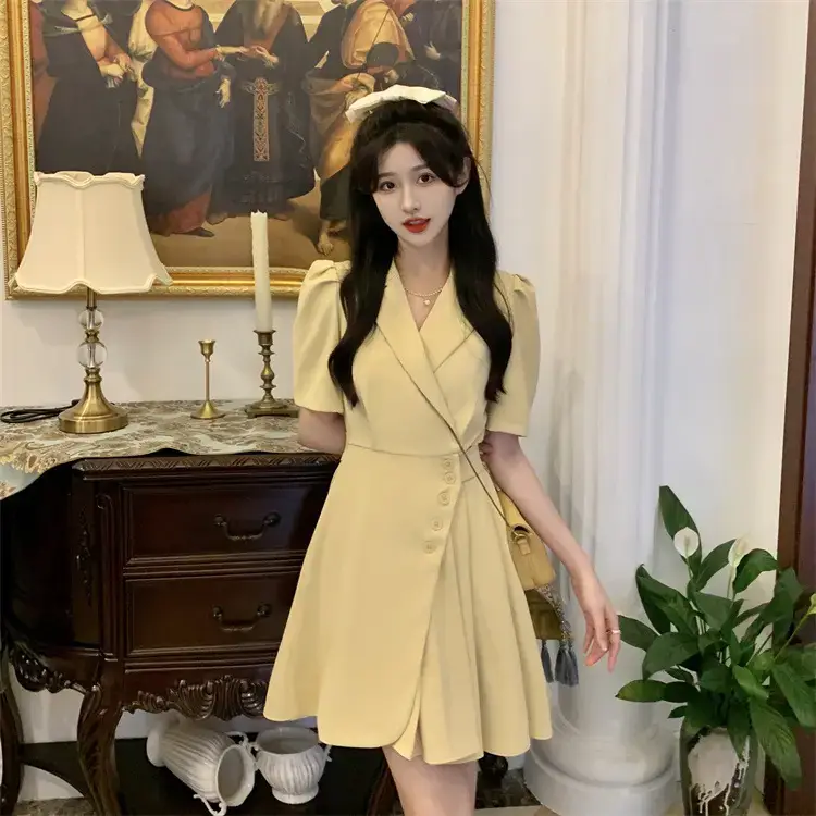 Women Summer Asymmetrical Pleated Skirt Suit Pink — feature 67