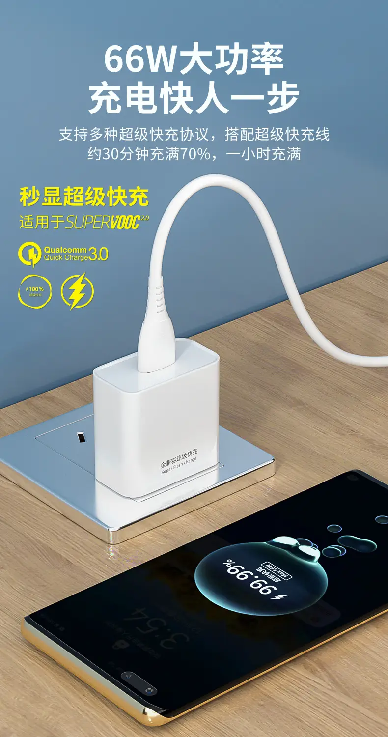 66W Super Fast Charging Charger for Oppo Huawei Xiaomi — feature 3