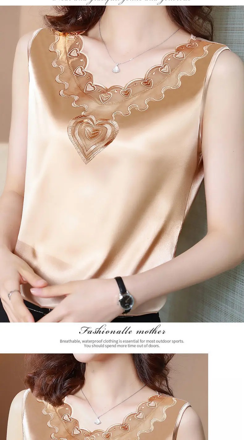 Women Satin V-Neck Lace Camisole Large — feature 17