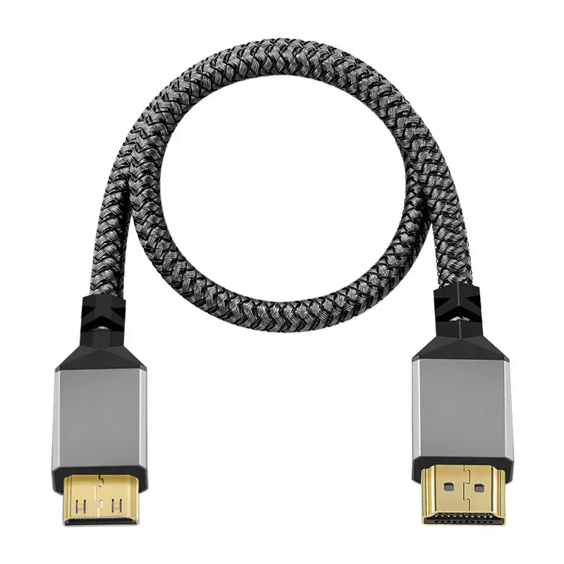 Mini HDMI 4K HD TV Data Cable Gray Aluminum Braided - Image 5