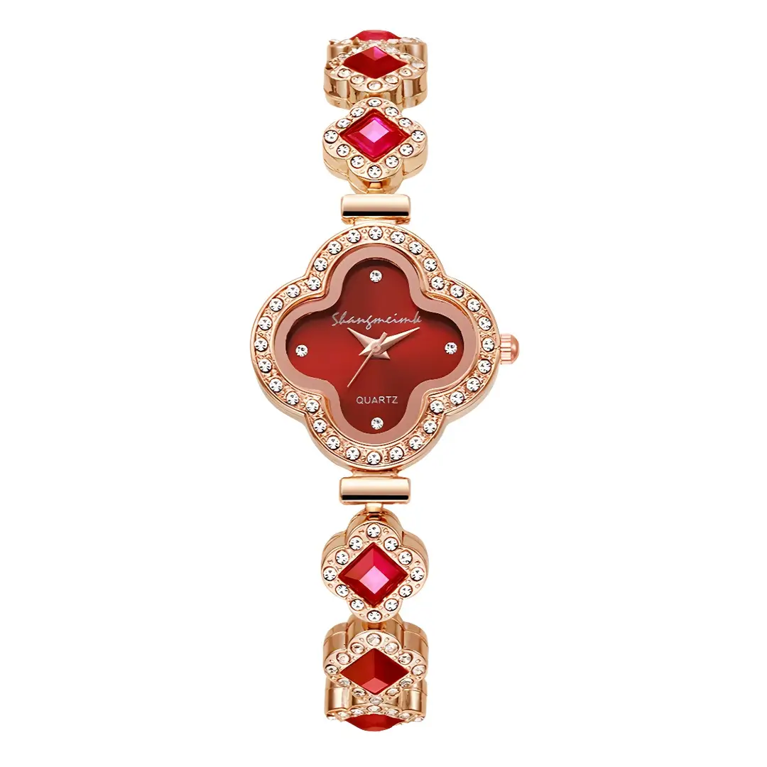 Live alloy four-leaf clover fashion decorative bracelet quartz watch emerald ladies watch women watch manufacturers wholesale - Image 8