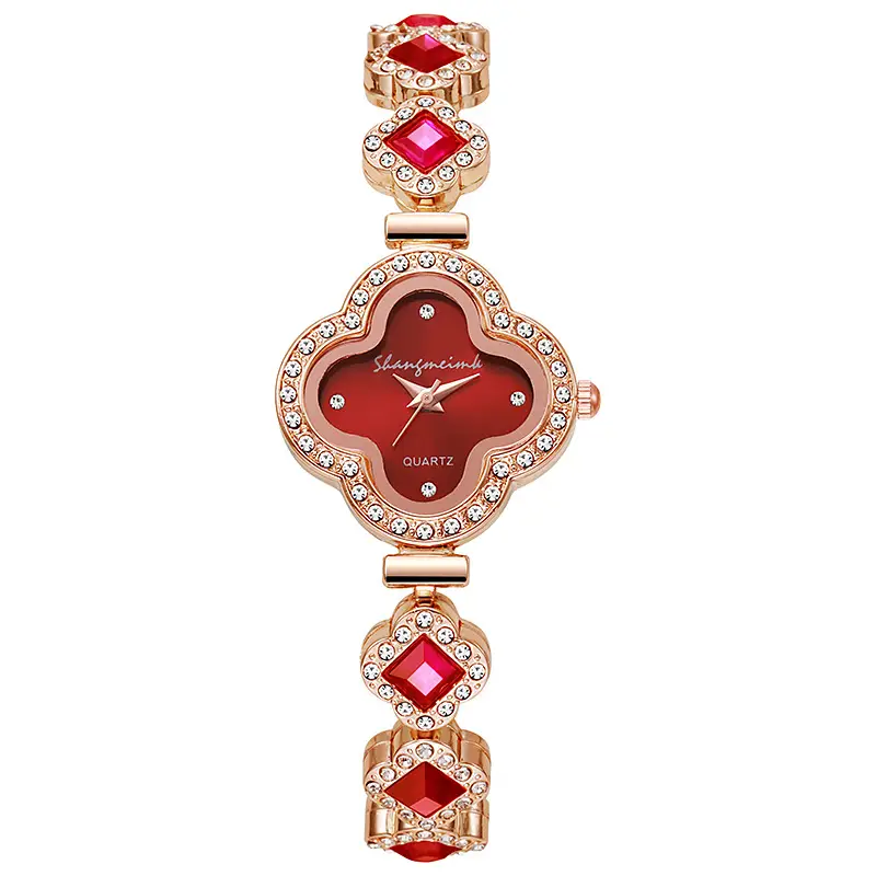 Live alloy four-leaf clover fashion decorative bracelet quartz watch emerald ladies watch women watch manufacturers wholesale — feature 11