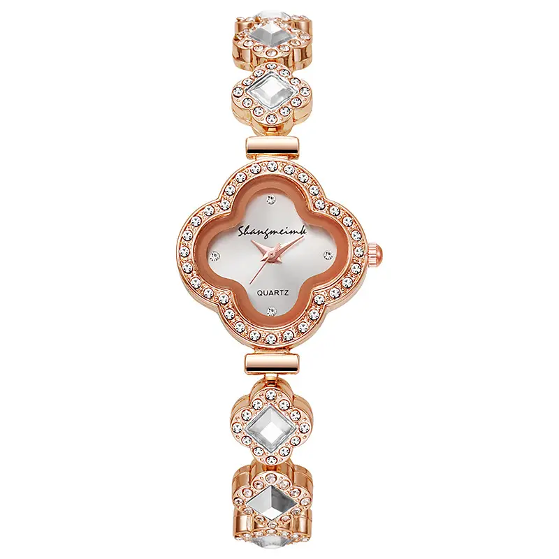 Live alloy four-leaf clover fashion decorative bracelet quartz watch emerald ladies watch women watch manufacturers wholesale - Image 2