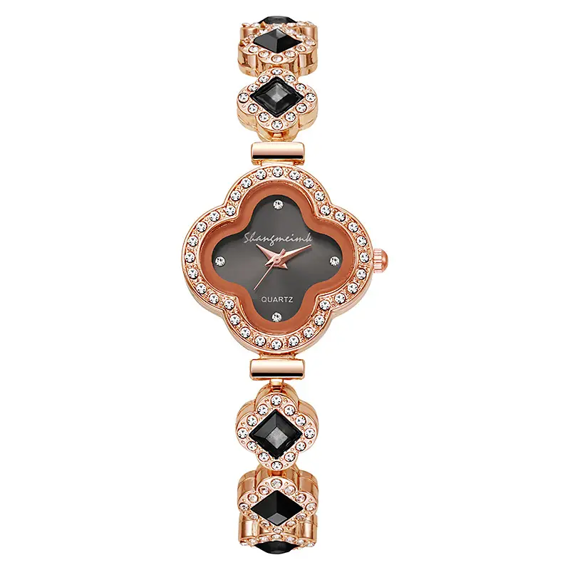 Live alloy four-leaf clover fashion decorative bracelet quartz watch emerald ladies watch women watch manufacturers wholesale - Image 3