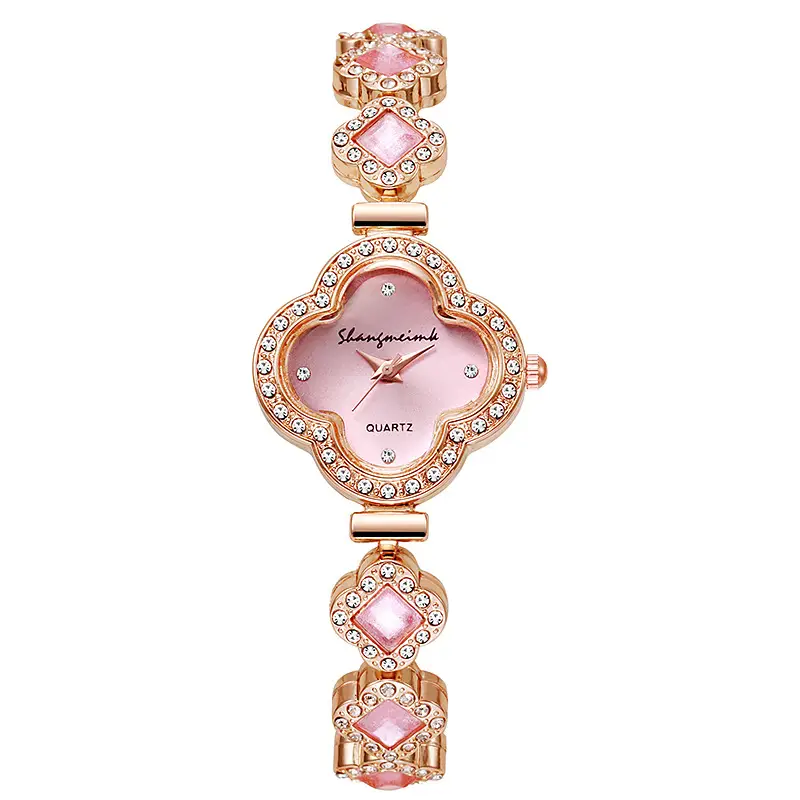 Live alloy four-leaf clover fashion decorative bracelet quartz watch emerald ladies watch women watch manufacturers wholesale - Image 5