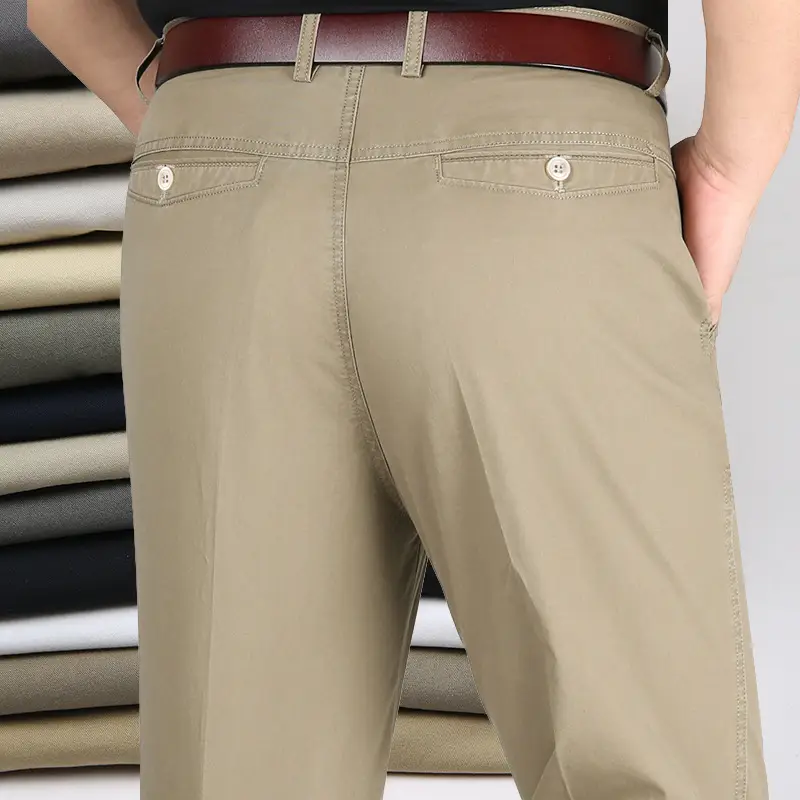Spring thin men's navy cotton pants high waist loose - Image 9