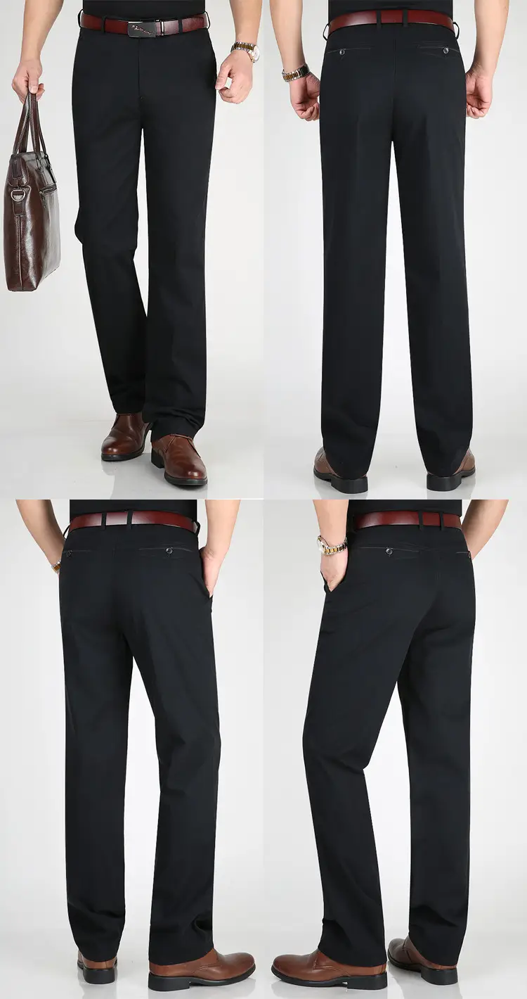 Spring thin men's navy cotton pants high waist loose — feature 11