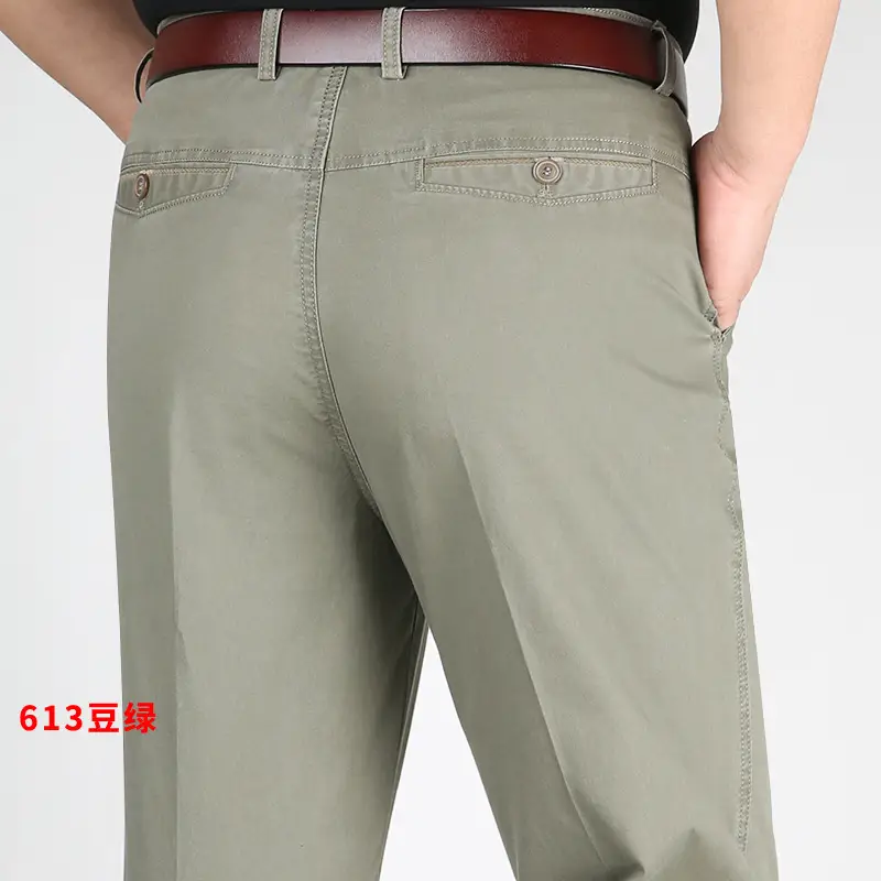 Spring thin men's navy cotton pants high waist loose — feature 12