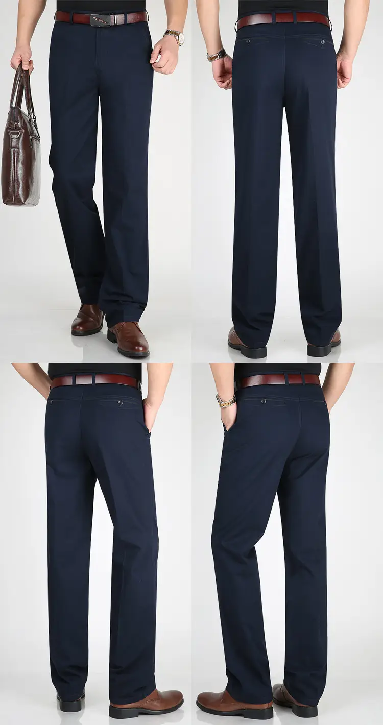 Spring thin men's navy cotton pants high waist loose — feature 15