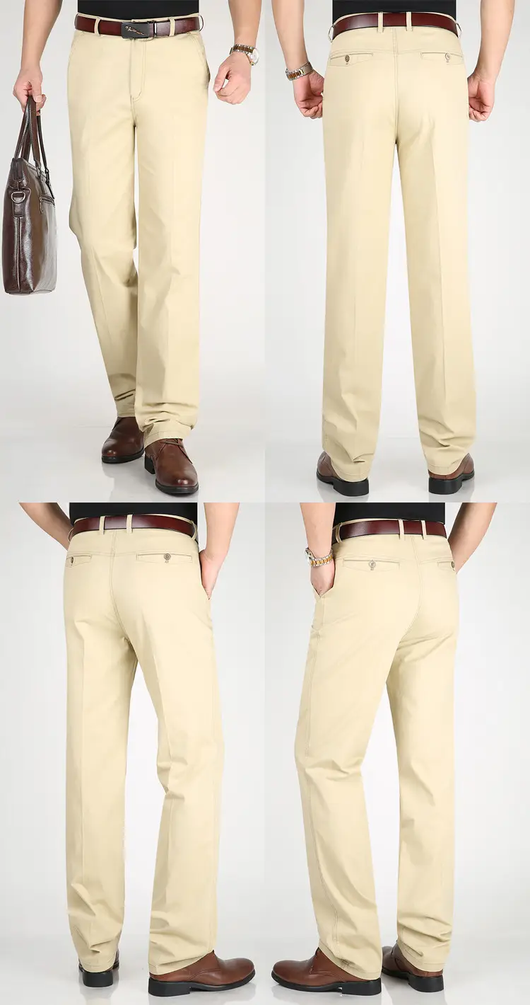 Spring thin men's navy cotton pants high waist loose — feature 16