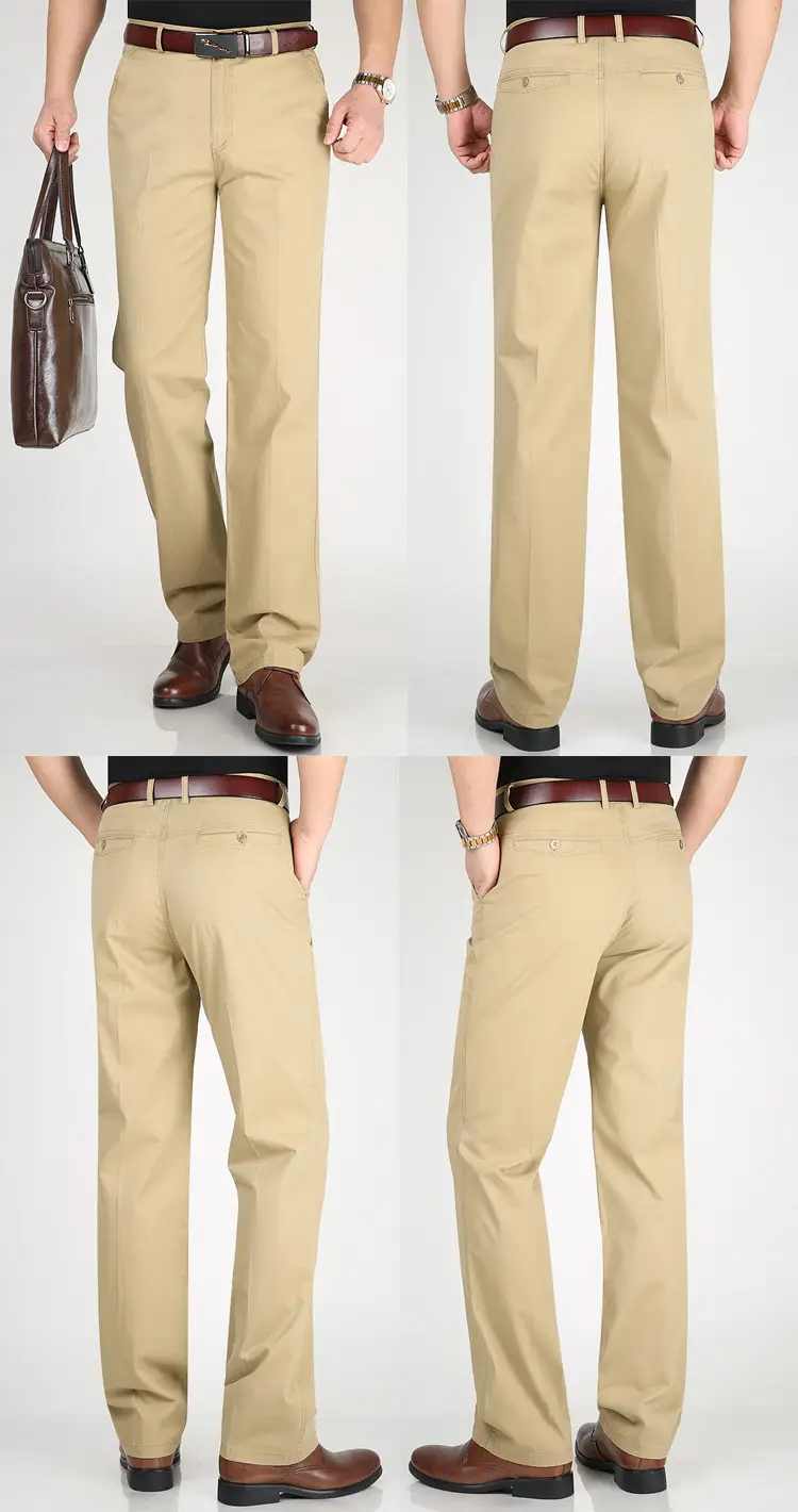 Spring thin men's navy cotton pants high waist loose — feature 18