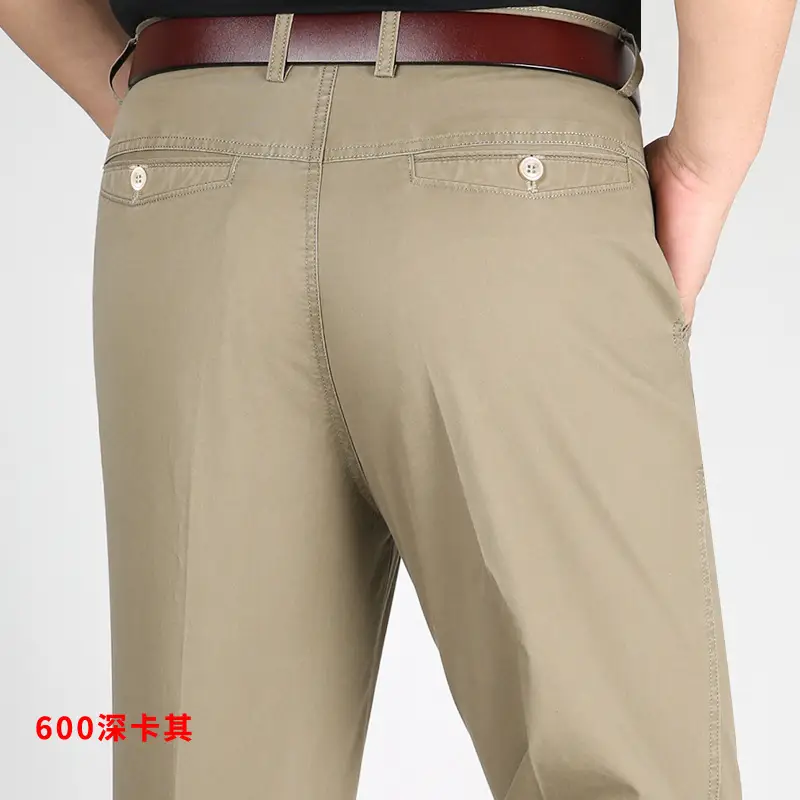 Spring thin men's navy cotton pants high waist loose — feature 4