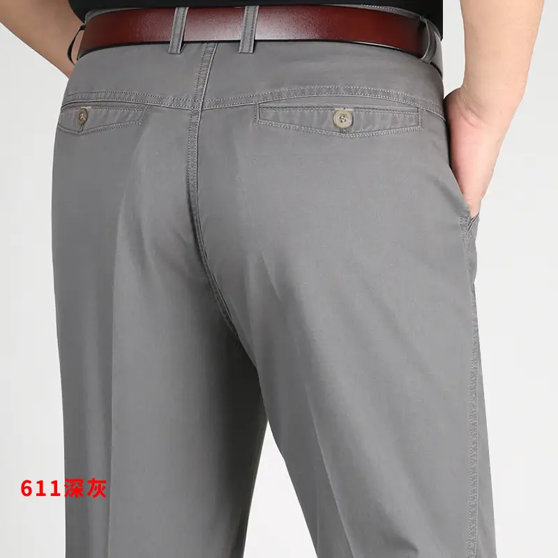 Spring thin men's navy cotton pants high waist loose — feature 8