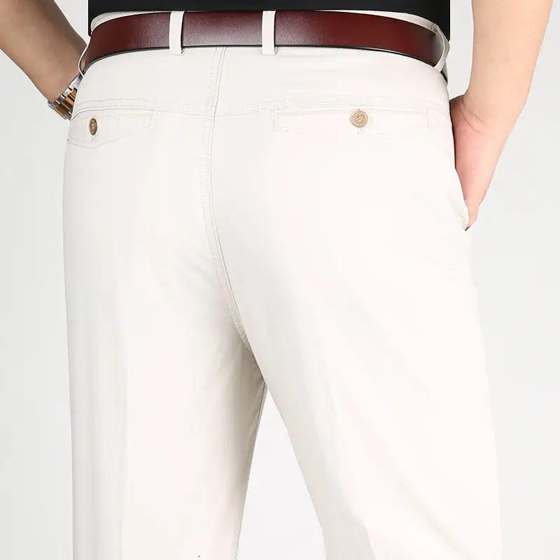 Spring thin men's navy cotton pants high waist loose - Image 2