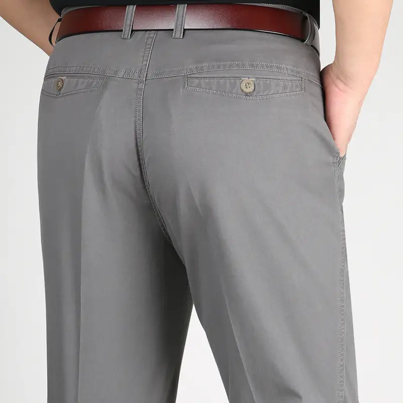 Spring thin men's navy cotton pants high waist loose - Image 3