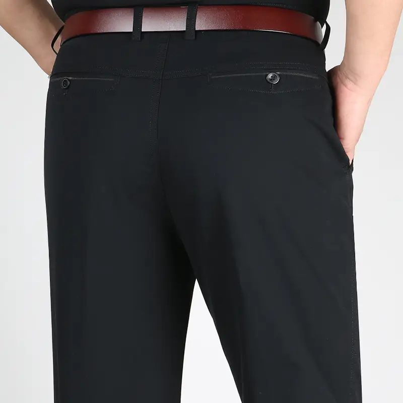 Spring thin men's navy cotton pants high waist loose - Image 4