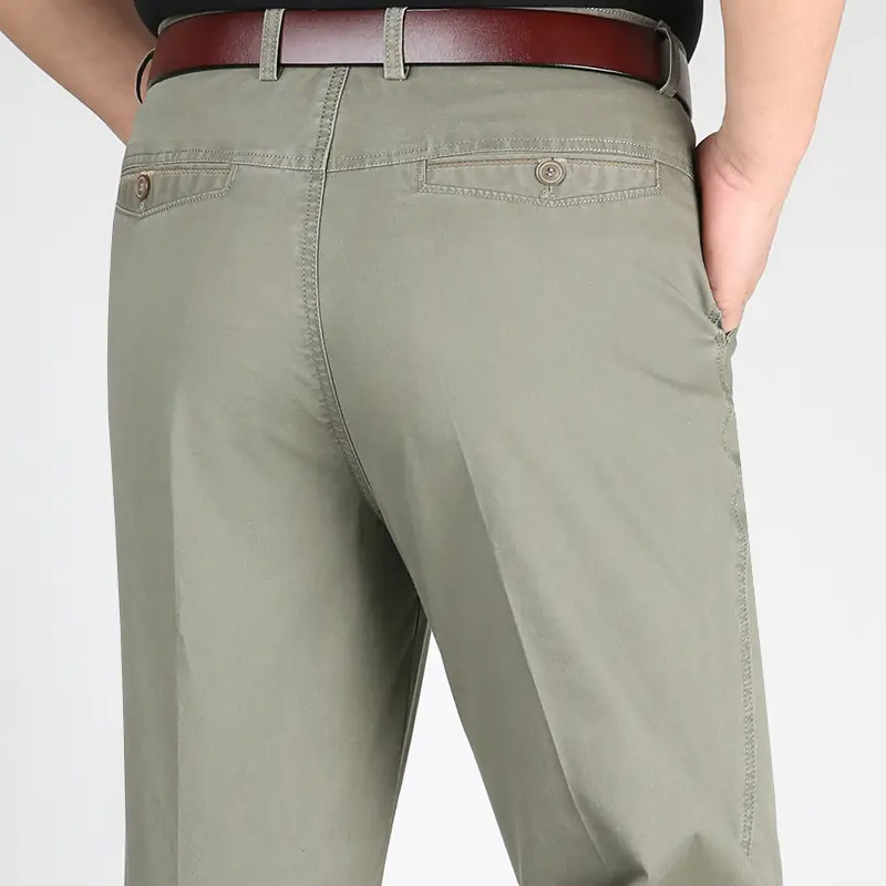 Spring thin men's navy cotton pants high waist loose - Image 5