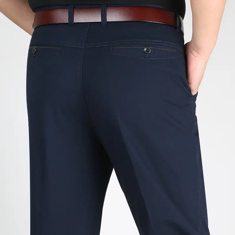 Spring thin men's navy cotton pants high waist loose - Image 6