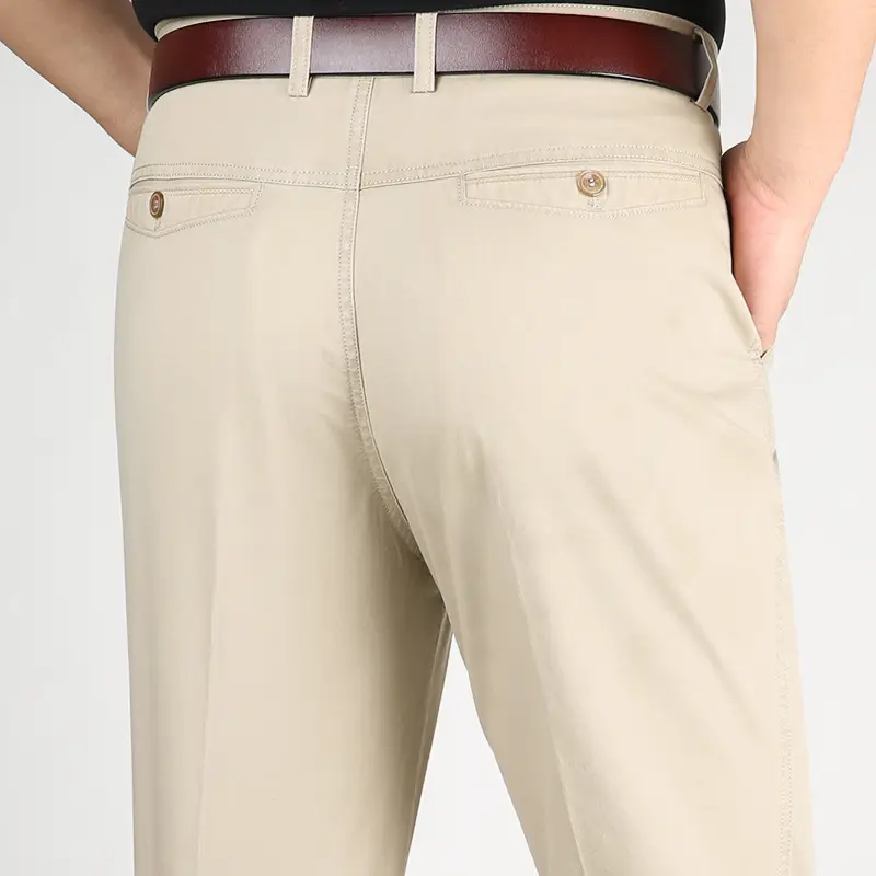 Spring thin men's navy cotton pants high waist loose - Image 8