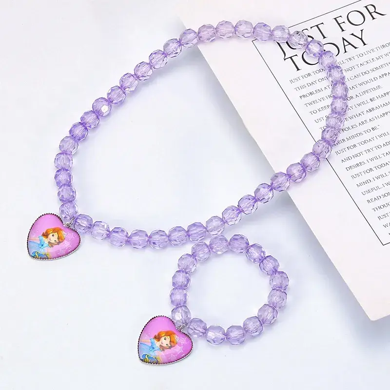 Blue Heart Design Princess Necklace Set for Girls - Image 3