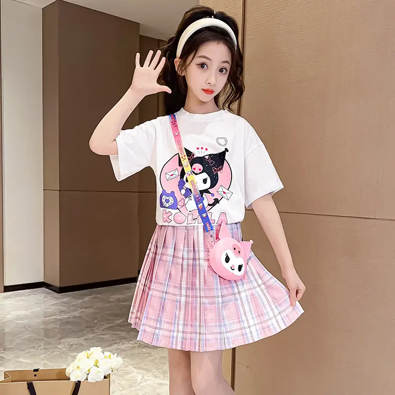Girls Pink Plaid Skirt JK Uniform Summer Dress - Image 6