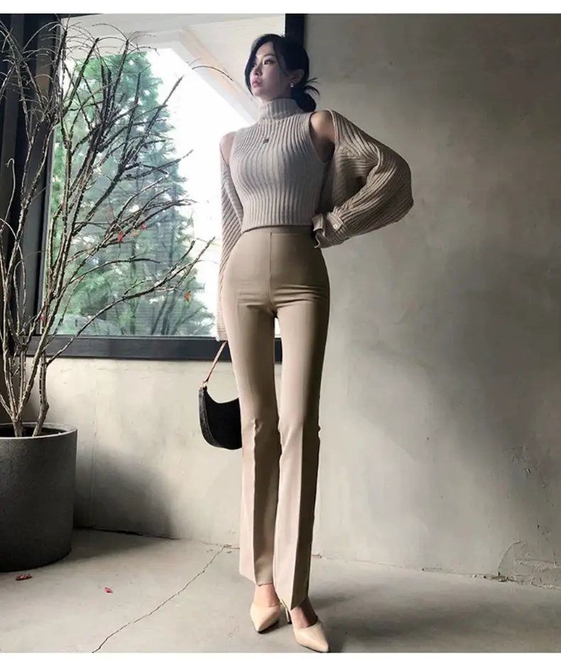 Korean Style Leg Long High Waist Micro La Trousers — feature 13