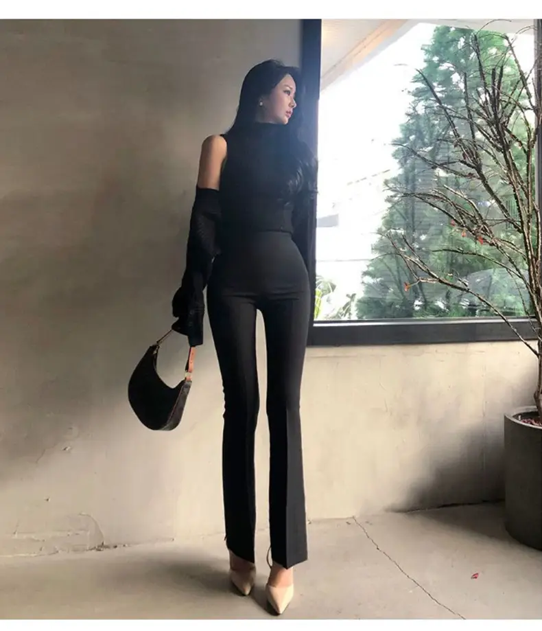 Korean Style Leg Long High Waist Micro La Trousers — feature 16
