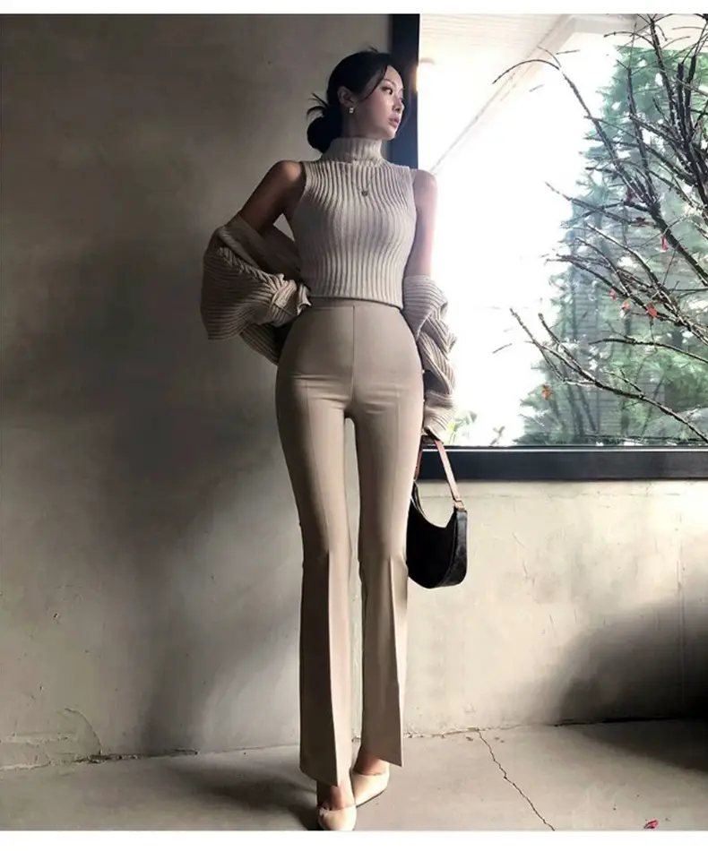 Korean Style Leg Long High Waist Micro La Trousers — feature 9