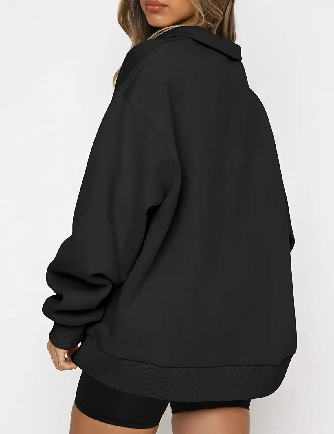 Women's Light Blue Zipper Hoodie Sweatshirt Long Sleeve — feature 10