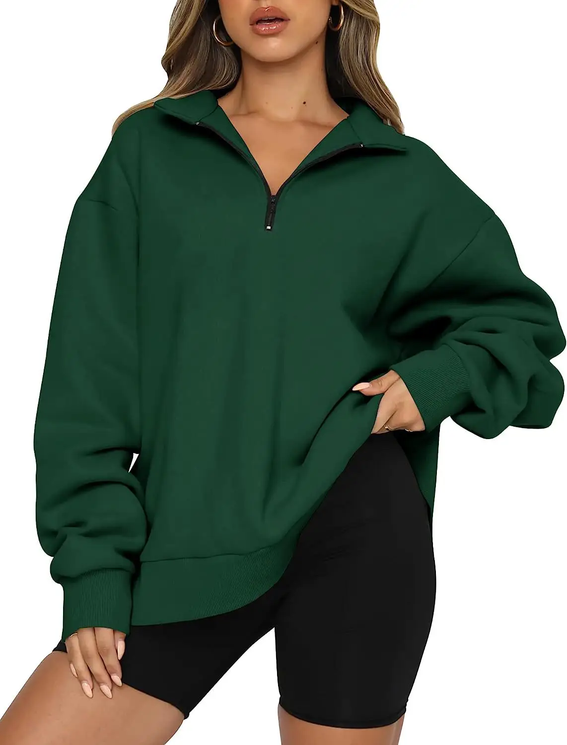 Women's Light Blue Zipper Hoodie Sweatshirt Long Sleeve — feature 14