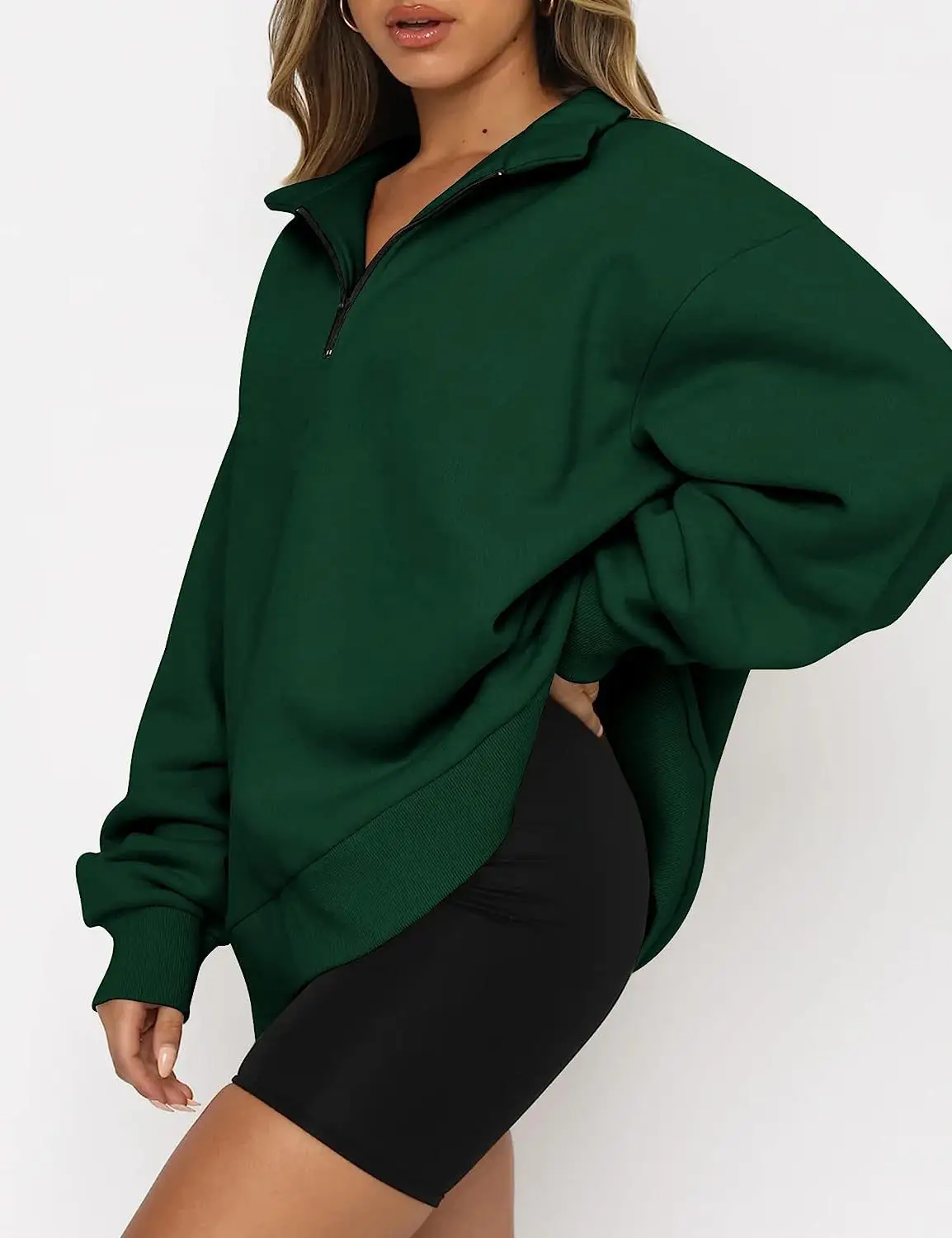 Women's Light Blue Zipper Hoodie Sweatshirt Long Sleeve — feature 15