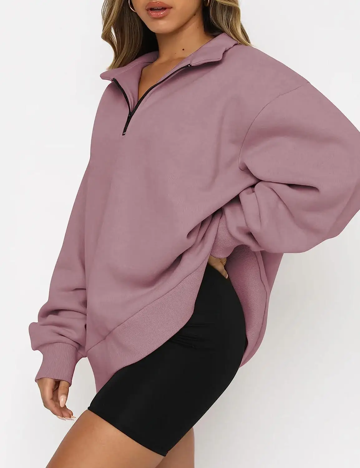 Women's Light Blue Zipper Hoodie Sweatshirt Long Sleeve — feature 18