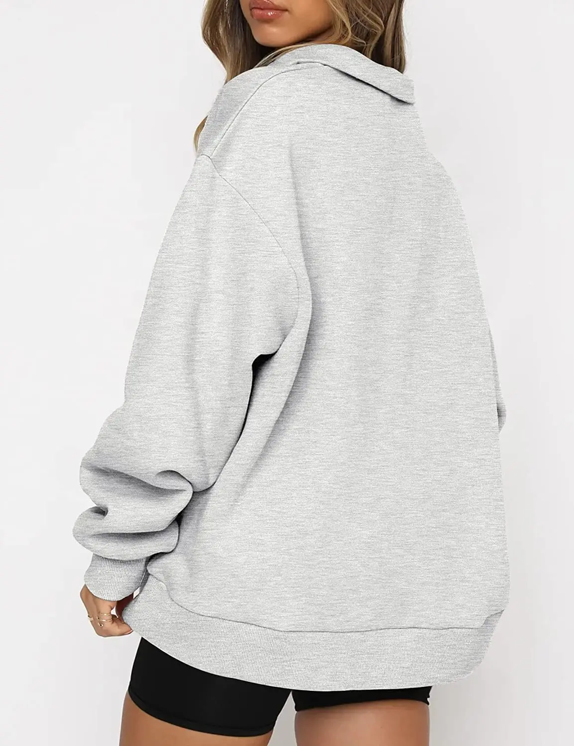 Women's Light Blue Zipper Hoodie Sweatshirt Long Sleeve — feature 4