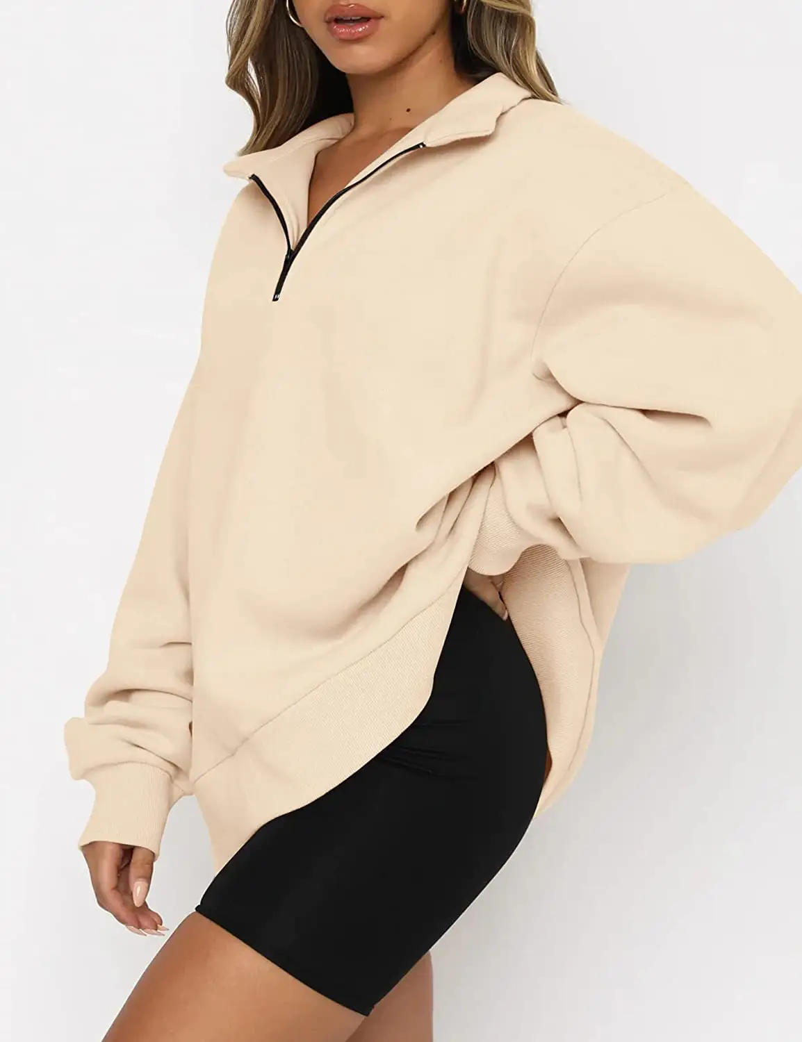 Women's Light Blue Zipper Hoodie Sweatshirt Long Sleeve — feature 6