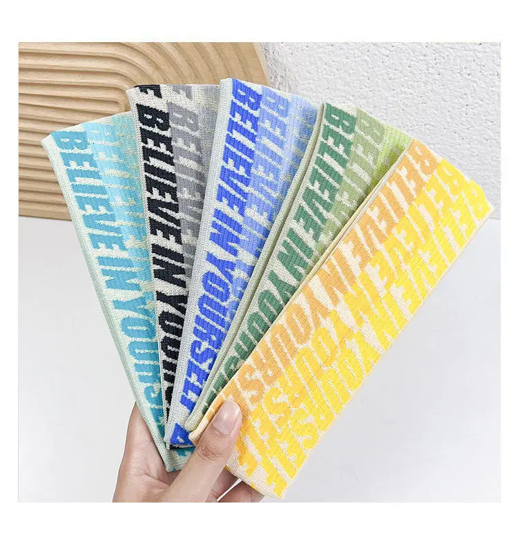 Women's Blue Printed Yoga Headband with High Elastic Band — feature 2