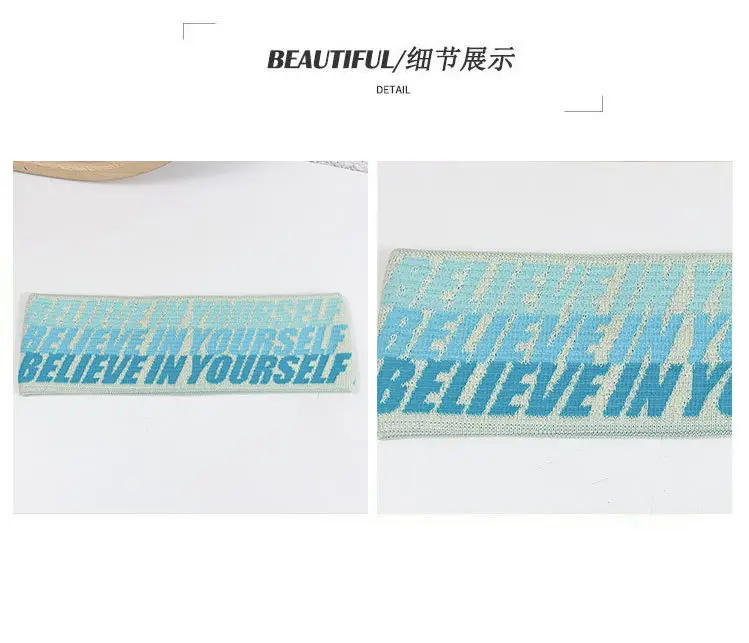 Women's Blue Printed Yoga Headband with High Elastic Band — feature 3