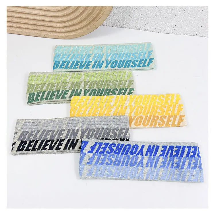 Women's Blue Printed Yoga Headband with High Elastic Band — feature 4
