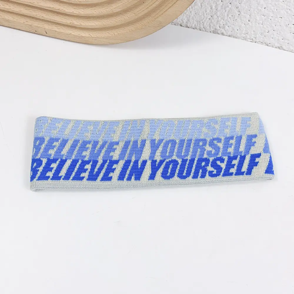 Women's Blue Printed Yoga Headband with High Elastic Band - Image 2