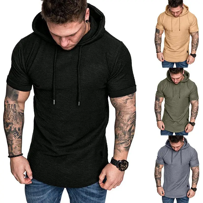 Men's Brown Hooded T-Shirt Plus Size Loose Fit - Image 6