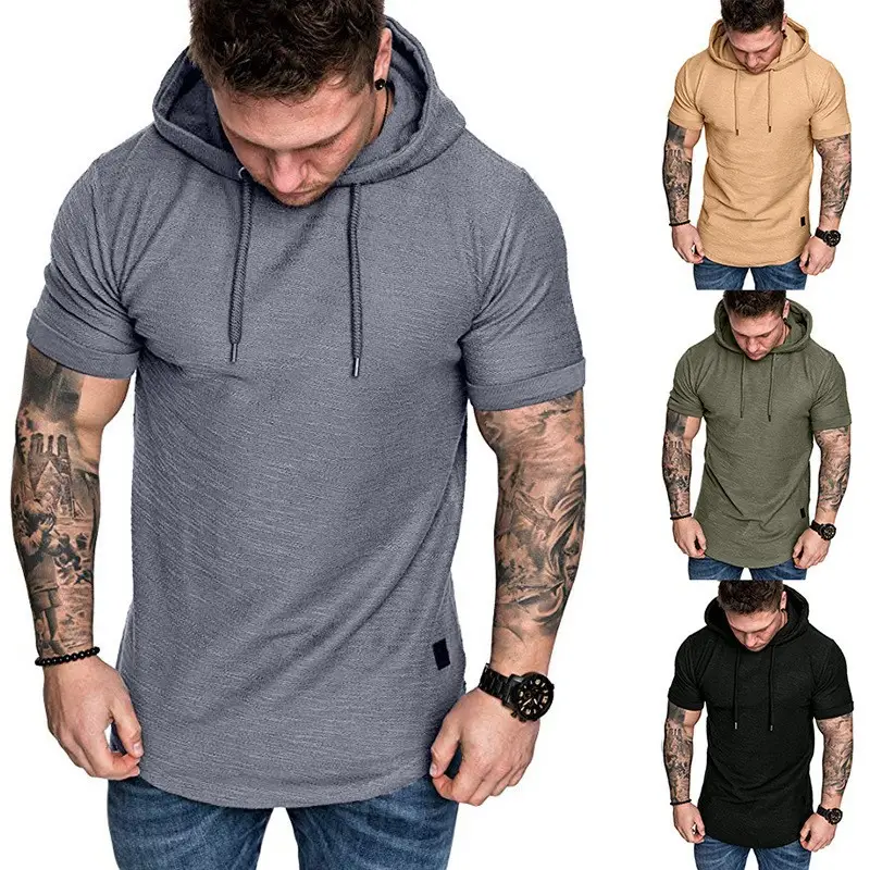 Men's Brown Hooded T-Shirt Plus Size Loose Fit - Image 7