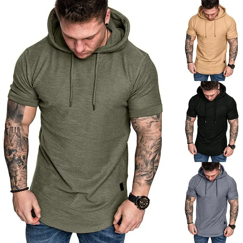 Men's Brown Hooded T-Shirt Plus Size Loose Fit - Image 8